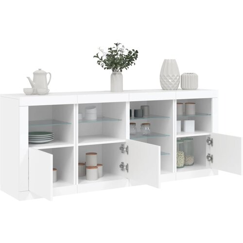 VidaXL Komoda z LED diodami bela 164x37x67 cm Slike