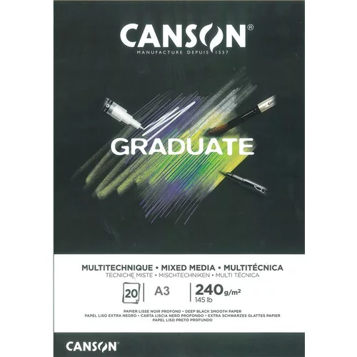Canson Skicirka Graduate Mixed Media Black A3 240 g, 20 listna, (20728258)