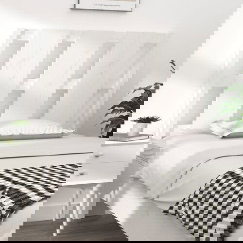VidaXL Uzglavlje za krevet bijelo 105,5x4x100 cm od masivne borovine Slike