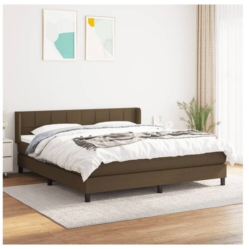 VidaXL Box spring postelja z vzmetnico temno rjava 160x200 c Slike
