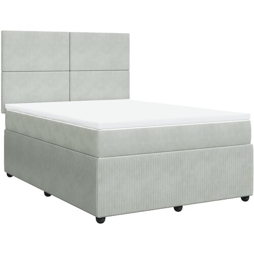 vidaXL Box spring postelja z vzmetnico svetlo siva 160x200 cm žamet, (21309720) Cene