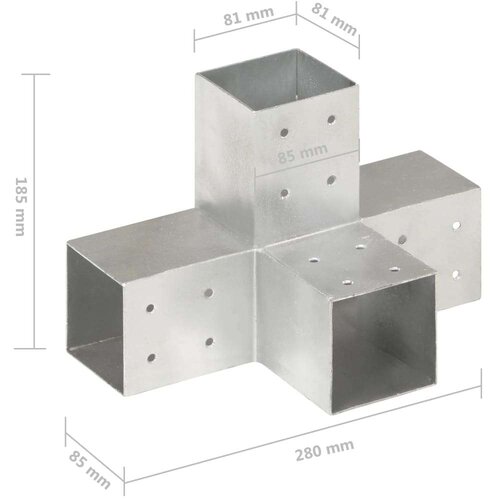 VidaXL spojnici za stupove u x-obliku 4 kom pocinčani metal 81 x 81 mm Slike