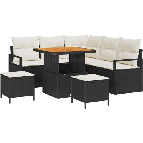  Set vrtnog kauča od 8 dijelova s jastučićima - Crni poliratan akacija  2-sjedni vrtni kauč s pohranom i jastučićima - Crni polir Cijene
