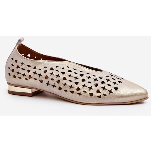 Zazoo 2883 Perforated Ballerina Flats in Genuine Leather Gold Cijene