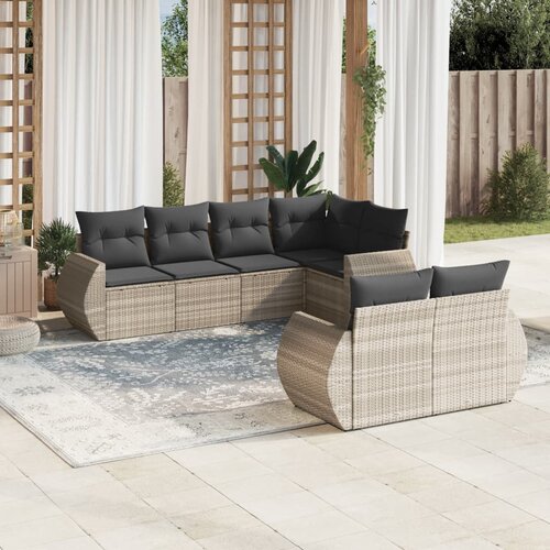 vidaXL 7-dijelni set vrtnih sofa svjetlosivi od poliratana Cijene