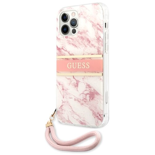 Guess Trdo ohi&amp;scaron;je za Apple iPhone 12 / 12 Pro Marble Strap, Roza, (21244260) Slike
