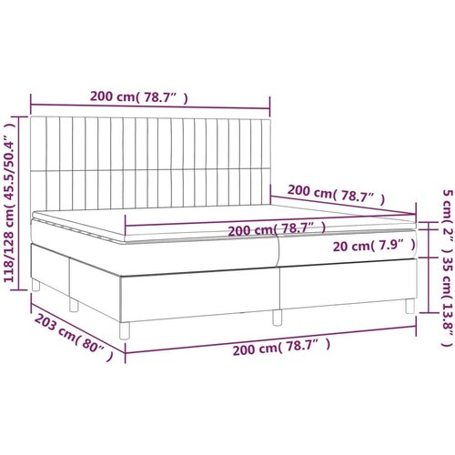  Box spring s madracem LED ružičasti 200x200cm bar&amp;scaron;unasti Slike