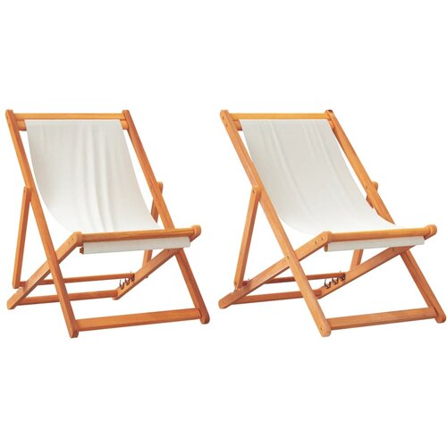 VidaXL Zložljivi stoli za na plažo 2 kosa kremno belo blago, (21111161) Slike