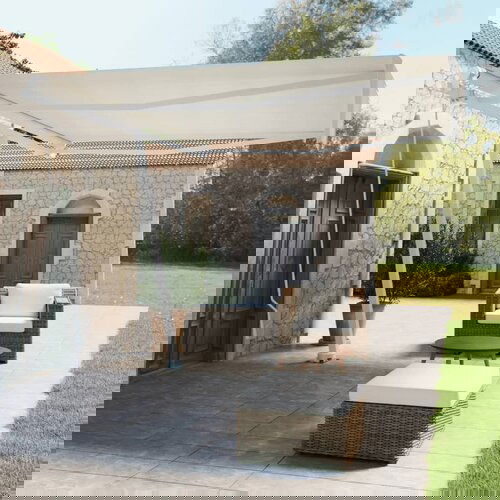 vidaXL prostostoječa ročno zložljiva tenda 400x350 cm krem Cene