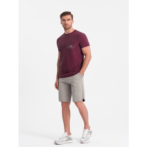 Ombre Men's sweat shorts with rounded leg - dark beige Slike