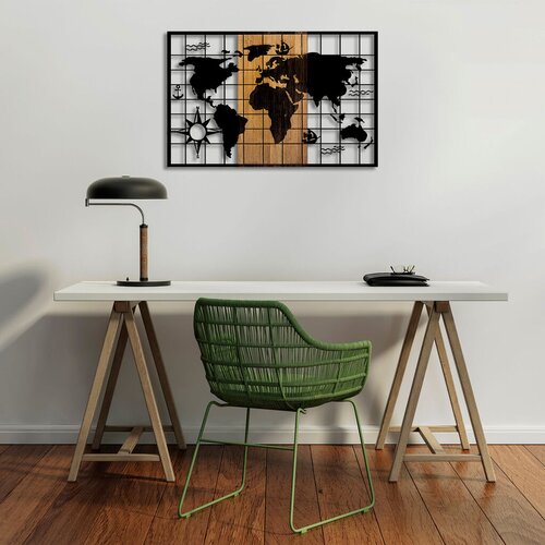 Wallity zidna dekoracija world map - 325, 90 x 3 x 58 cm, crna Cene