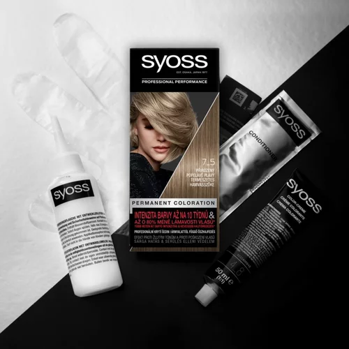 Syoss Permanent Coloration trajna barva za lase 50 ml odtenek 7-5 Natural Ashy Blond