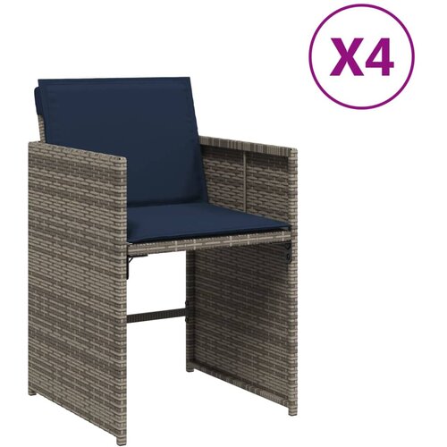 VidaXL Vrtni stoli z blazinami 4 kosi siv poli ratan, (21207508) Slike