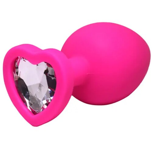 Fantasy Veliki silikonski analni dildo Srce sa dijamantom, Roze Cene