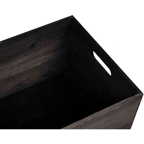 VidaXL Drvena kutija s ručkama crna 40x30x23 cm puno drvo bor Slike