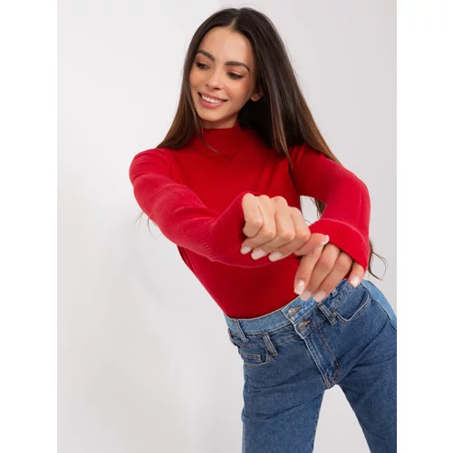 Fashion Hunters Red fitted sweater with turtleneck