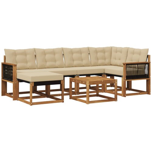 vidaXL Zunanja garnitura za sedenje z blazino 7 pcs Naravna in bež, (5000280684) Cene