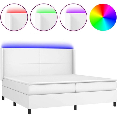  Box spring s madracem LED bijeli 200x200 cm umjetna koža Slike