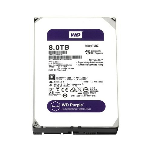 Western Digital SATA3 WD Purple 8TB WD80PURZ, 5400rpm, 128MB hard disk Slike