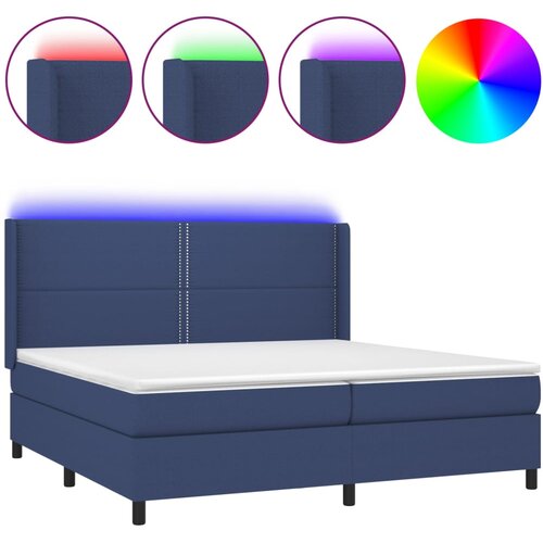 Maison Chic Box spring postelja - Vzmetna postelja z vzmetnico LED modra 200x200 cm blago SL9528, (21900309) Cene