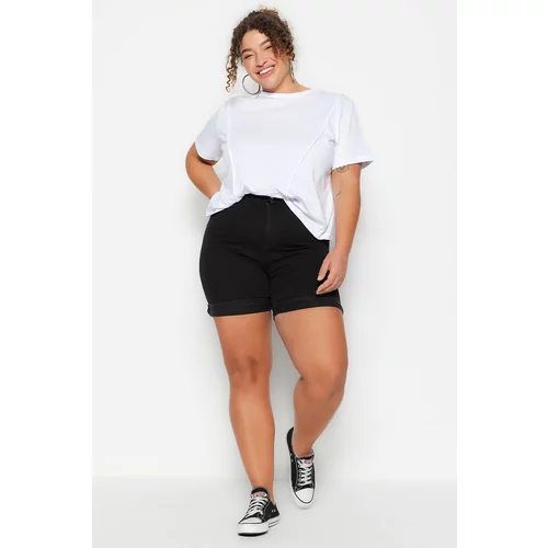 Trendyol Curve Plus Size Shorts & Bermuda - Gray - High Waist