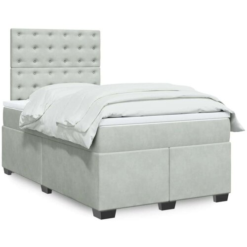 vidaXL Box spring postelja z vzmetnico svetlo siva 120x190 cm žamet Cene