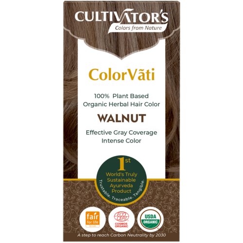 CULTIVATOR&amp;#039;S ColorV&amp;atilde;ti Organska zeli&amp;scaron;čna barva za lase - 14 orehov - 100 g Slike