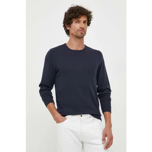Calvin Klein Volnen pulover moški, mornarsko modra barva