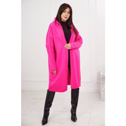 Kesi Cardigan sweater with hood, pink neon Cene