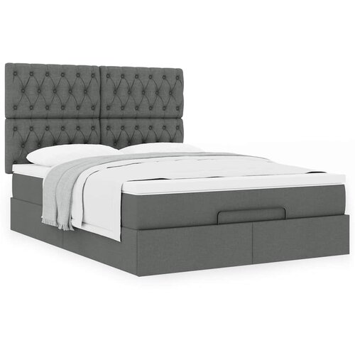 vidaXL Otomanski posteljni okvir z vzmetnico siv 140x190 cm blago Cene