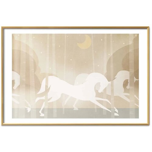  Plakat - Galloping Horses 90x60 Zlatni okvir s margom Slike