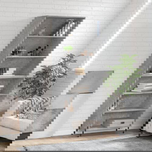 The Living Store Visoka komoda betonsko siva 69,5x32,5x180 cm inženirski les - Visoka Omarica, (21836128) Cene