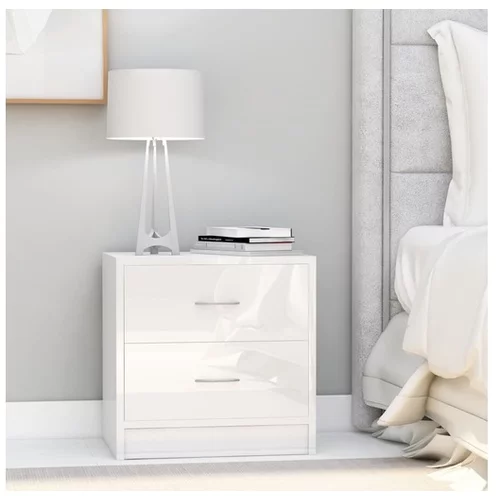  Nočna omarica visok sijaj bela 40x30x40 cm iverna plošča