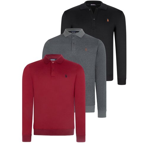 Dewberry TRIPLE SET V4007 MEN&amp;#039;S SWEATSHIRT-BLACK-ANTHRACITE-BURGUNDY Slike