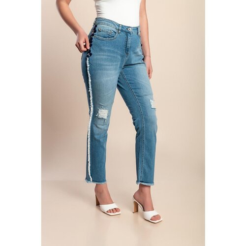 Fenzy Plus Size Traperice S Prorezima, Svijetloplave Slike