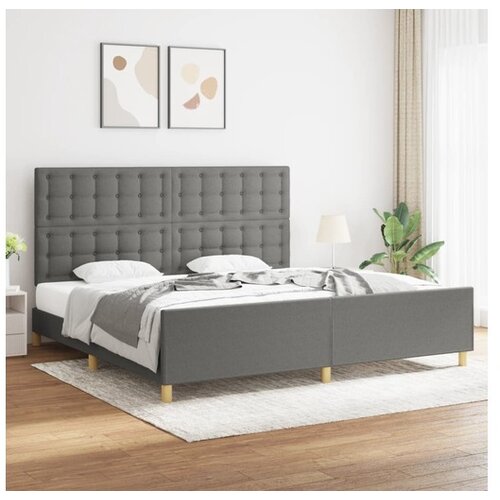  Okvir za krevet s uzglavljem tamnosivi 200 x 200 cm od tkanine Cijene