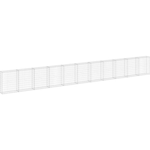 VidaXL gabionski zid s poklopcima od pocinčanog čelika 900x30x100 cm Slike