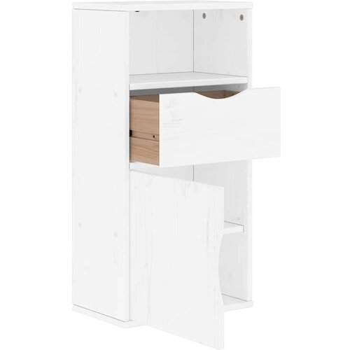 Bočni ormarić s ladicom ODDA bijeli 40x24x79 cm puno drvo bor Slike