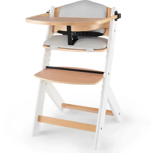 Kinderkraft dječja stolica za hranjenje enock™ wood and white z blazino grey
