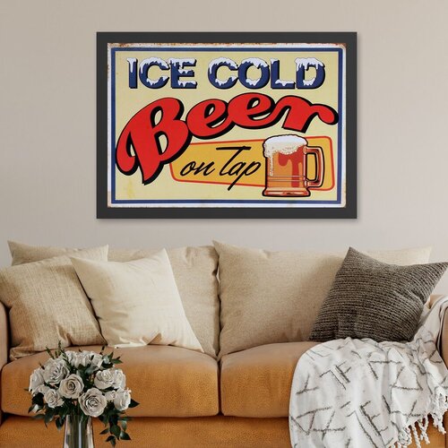Wallity Uokvirena slika Ledeno hladno pivo s točionika, 55x75 cm Cene