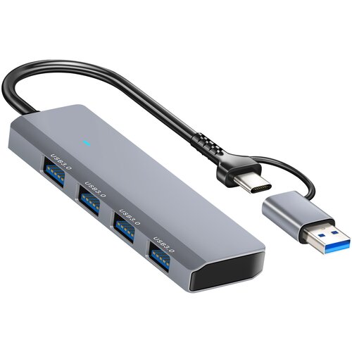 LINQ USB C Hub 4 v 1 s 4 USB 3.0 Hiter prenos podatkov, Siva, (5000185083) Cene