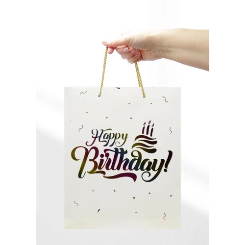 Kesa UKRASNA L 26x32x10 OP1723 HAPPY BIRTHDAY HOLOGRAM WY Slike