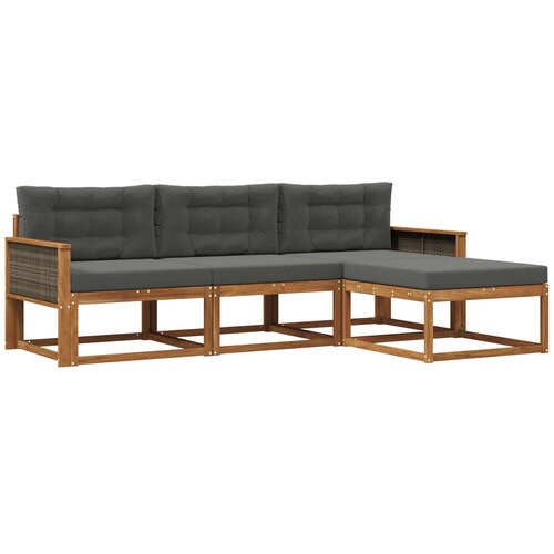 vidaXL Zunanja garnitura za sedenje 4 pcs Naravna in antracitna, (5000281232) Cene