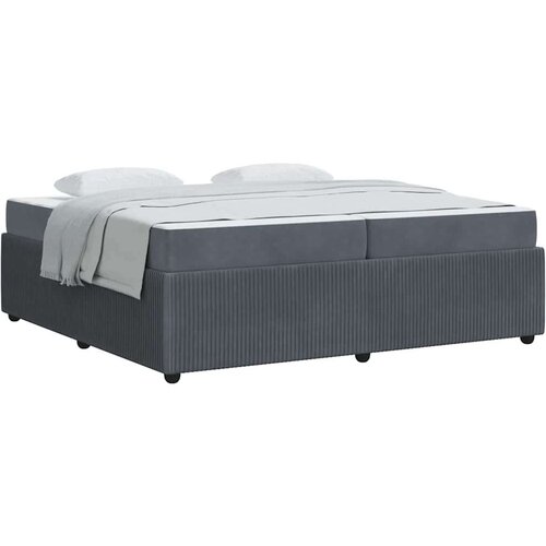vidaXL Posteljni okvir z vzmetnico Temno siva 200 x 200 cm Žamet Cene