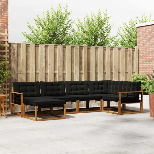  Set vanjskih sofa 6 kom. Prirodna i crna Čvrsto drvo akacije Cene