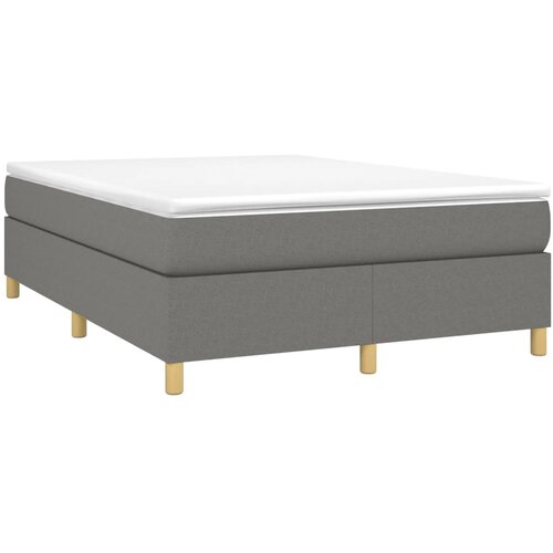  Okvir za krevet s oprugom tamnosivi 140 x 190 cm od tkanine Slike