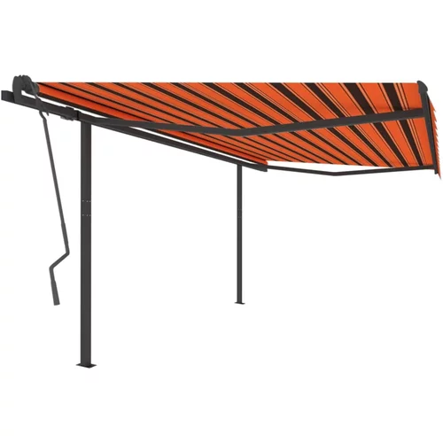 vidaXL Avtomatsko zložljiva tenda s stebrički 4x3,5 m oranžna in rjava
