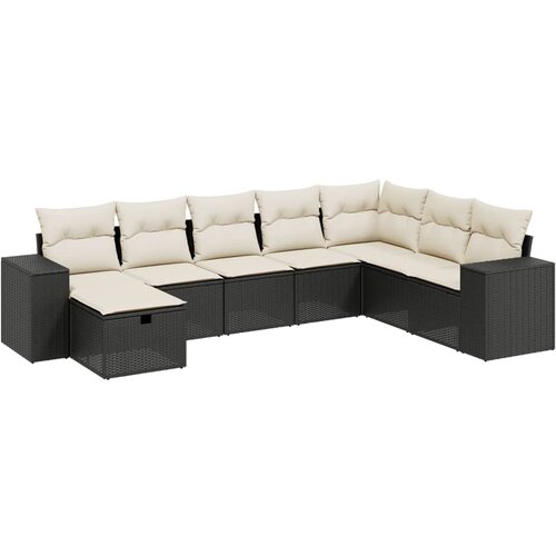  8-dijelni set vrtnih sofa od poliratana s jastucima crni Crna 83 x 62 x 69 cm Slike