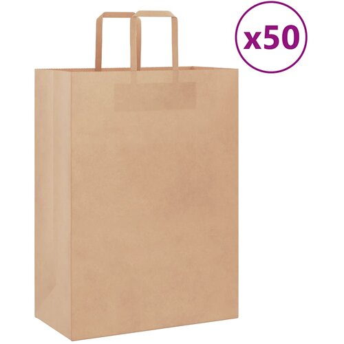 vidaXL Papirnate vrećice 50 kom s ručkama smeđe 32x17x44 cm Cijene