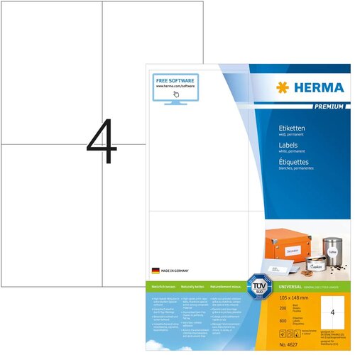 Canon HERMA Labels Premium A4 105x148 mm white paper matt 800 pcs. Slike